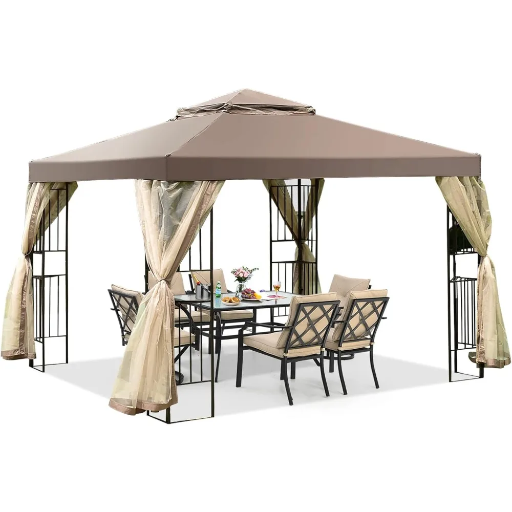 10x10 Ft Patio Gazebo, Double Mesh Vent Steel Gazebo with Netting, 4 Storage Shelves, Outdoor Gazebo Shelter with 100 Square Fe
10x10 Ft Patio Gazebo, Double Mesh Vent Steel Gazebo with Netting, 4 Storage Shelves, Outdoor Gazebo Shelter with 100 Square Fe