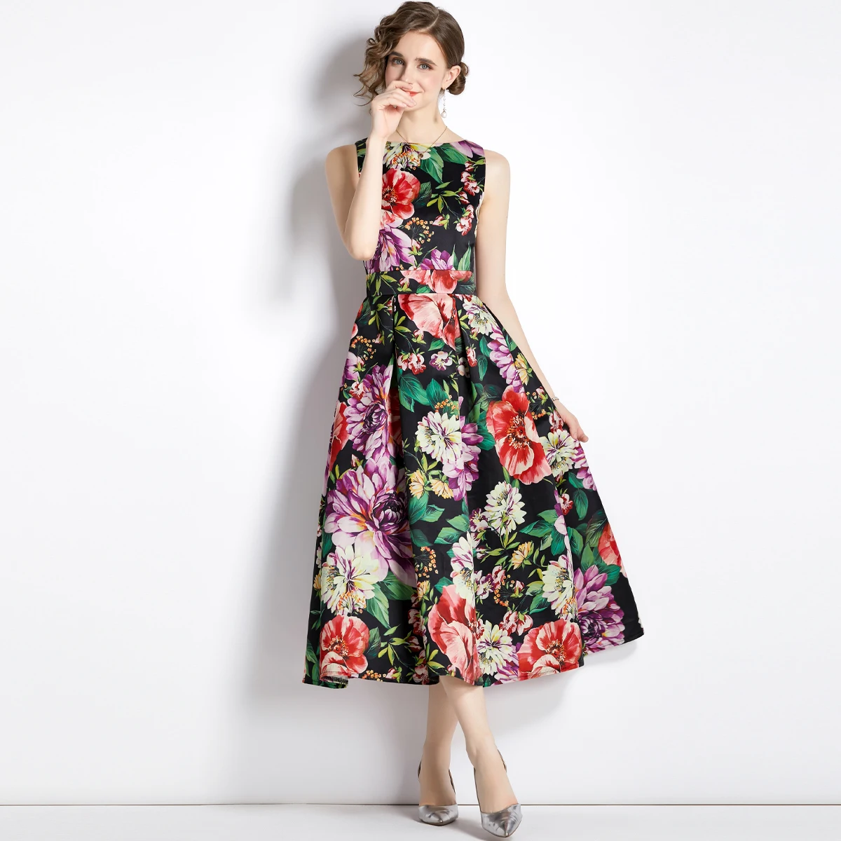 Elegant Midi Floral Print Tank Dresses for Women 2024 Summer Clothes Sleeveless Long Vintage Vacation Dress Vestidos Para Mujer
Elegant Midi Floral Print Tank Dresses for Women 2024 Summer Clothes Sleeveless Long Vintage Vacation Dress Vestidos Para Mujer