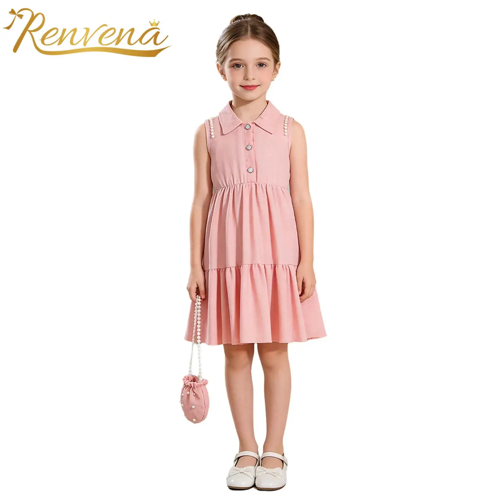 Girls Party Dress Kids Clothes Sweetness Sleeveless Sundress Turn-down Collar Flower Girl Dresses Ruffled Hem A-line Tank Dress
Girls Party Dress Kids Clothes Sweetness Sleeveless Sundress Turn-down Collar Flower Girl Dresses Ruffled Hem A-line Tank Dress