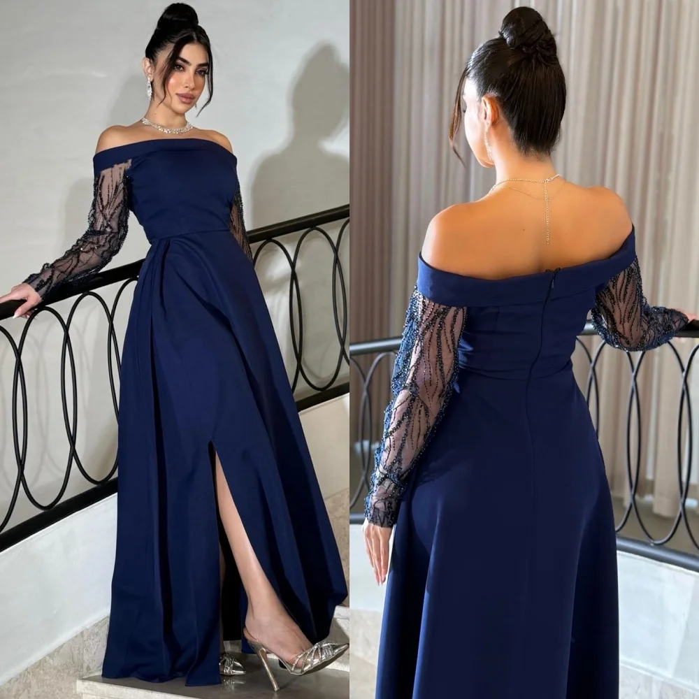 Customized Modern Style Jersey Pleat Ruched Beading Sequined A-line Off-the-shoulder Long Dresses Bespoke Occasion Dresses
Customized Modern Style Jersey Pleat Ruched Beading Sequined A-line Off-the-shoulder Long Dresses Bespoke Occasion Dresses