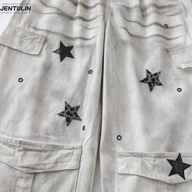 Gothic Wasteland Style Star Spray Dyed Jeans Harajuku High Street Curved Knife Wide Leg Washed Old White Jeans Y2k Clothing
Gothic Wasteland Style Star Spray Dyed Jeans Harajuku High Street Curved Knife Wide Leg Washed Old White Jeans Y2k Clothing