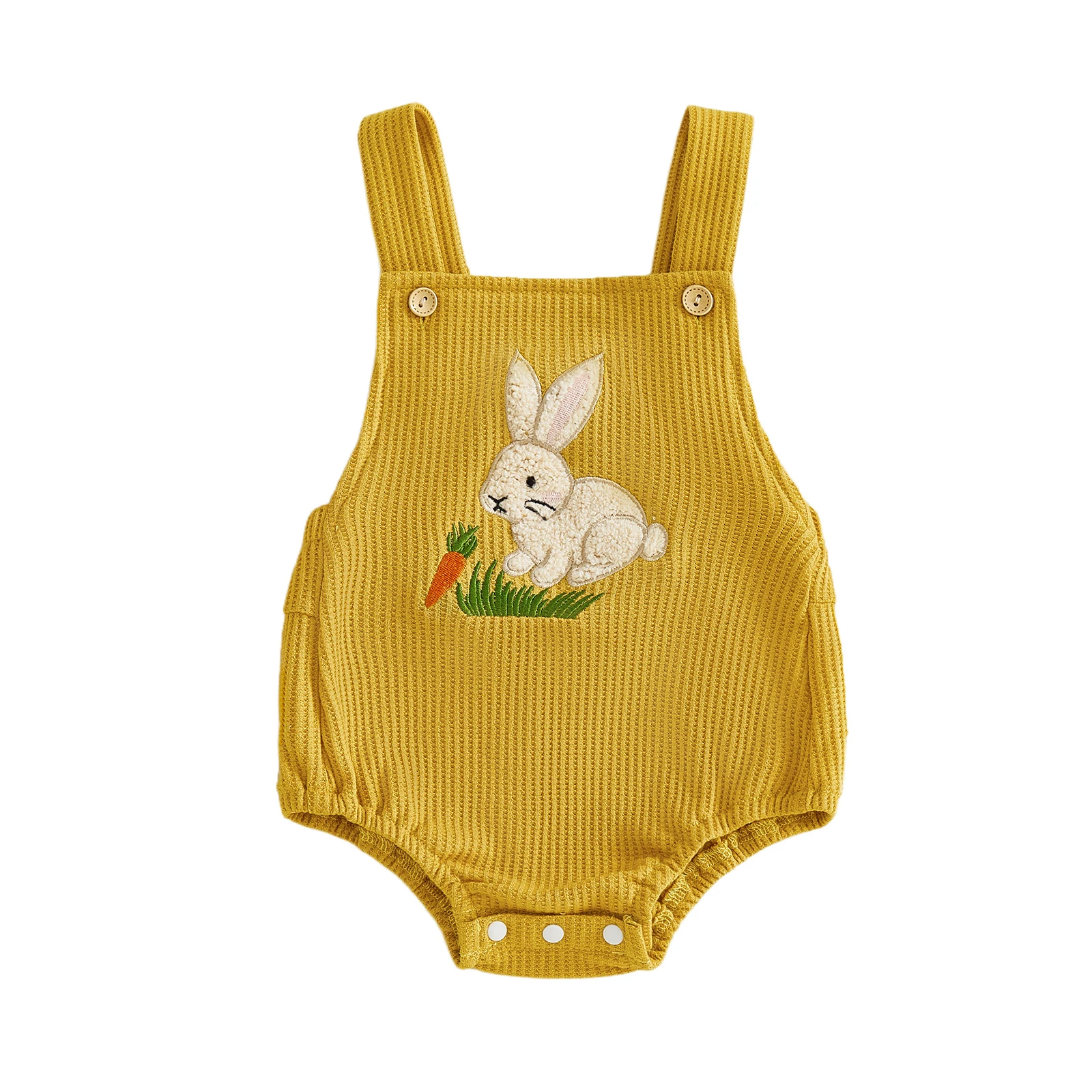 Adorable Infant Easter Bunny Romper with Carrot Embroidery Sleeveless Square Neck Jumpsuit Overalls for Baby Boys and Girls
Adorable Infant Easter Bunny Romper with Carrot Embroidery Sleeveless Square Neck Jumpsuit Overalls for Baby Boys and Girls