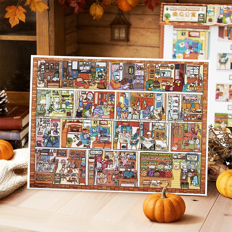 Mr.Paper 3Sheets/Pack My Little House Vol.28 Pumpkin Apartment 2.5D Oversized Scene Stickers, Retro Cozy Home Decorative Sticker
Mr.Paper 3Sheets/Pack My Little House Vol.28 Pumpkin Apartment 2.5D Oversized Scene Stickers, Retro Cozy Home Decorative Sticker
