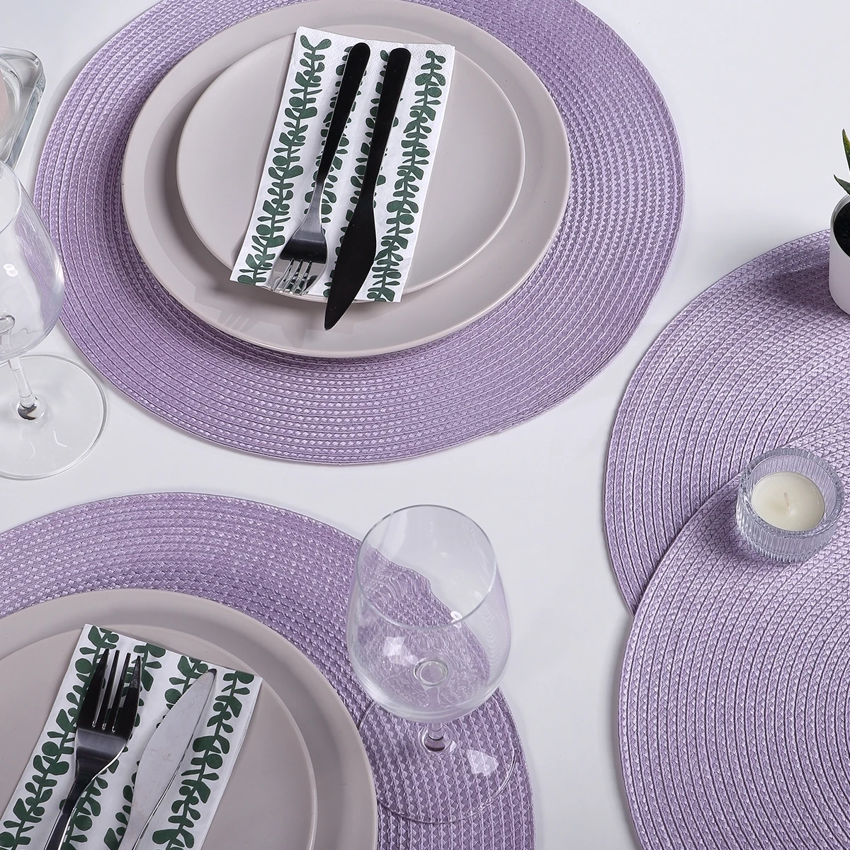 Набор из 4 круглых плетеных подставок под тарелки диаметром 15 дюймов для кухонных столов, тканые, нескользящие, кухонные аксессуары
Набор из 4 круглых плетеных подставок под тарелки диаметром 15 дюймов для кухонных столов, тканые, нескользящие, кухонные аксессуары