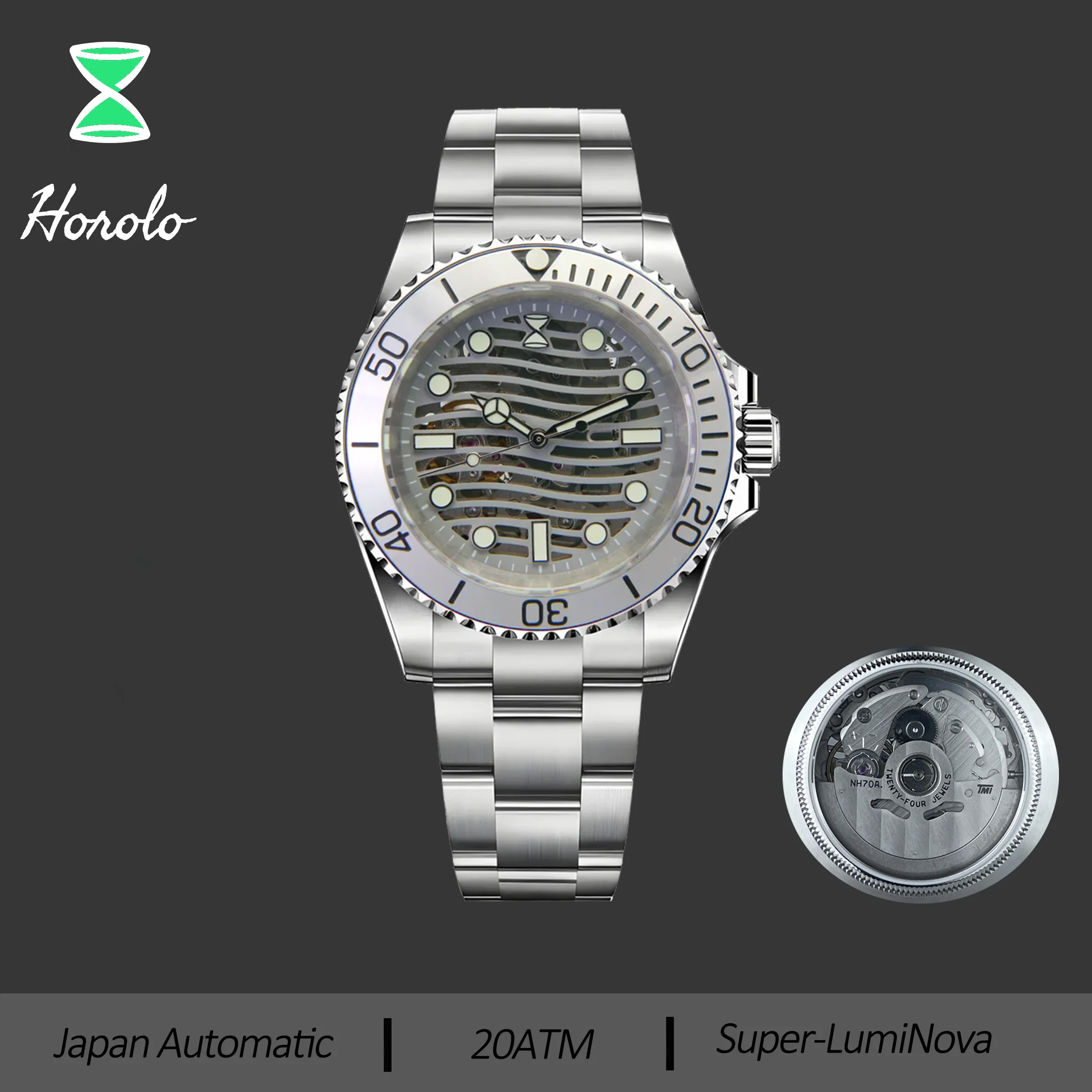 Horolo Luxury Stainless Steel Water Resistance Submariner Luminous Watches Automatic Movement Mechanical Watches Man's Watch
Horolo Luxury Stainless Steel Water Resistance Submariner Luminous Watches Automatic Movement Mechanical Watches Man's Watch