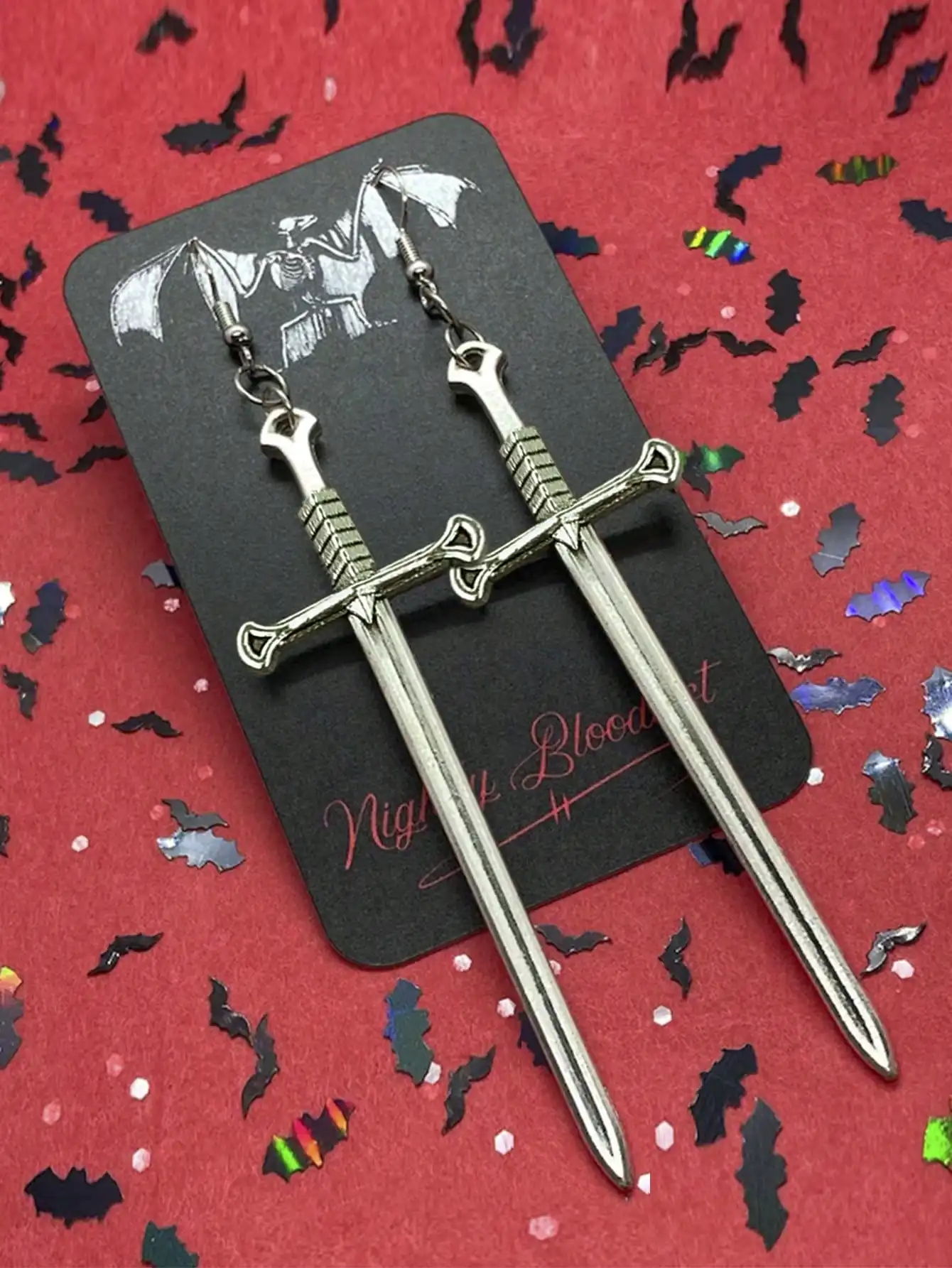 Gothic Sword Design Earrings in Antique Silver Finish, Halloween Party Jewelry
Gothic Sword Design Earrings in Antique Silver Finish, Halloween Party Jewelry