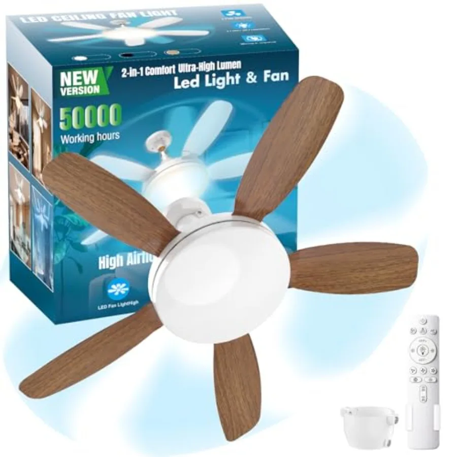 32" Socket Fan Light, E26/E27 Light Bulb Fan with Reversible Motor, 3000 Lumens Small Ceiling Fans with Lights and Remote, Dimm
32" Socket Fan Light, E26/E27 Light Bulb Fan with Reversible Motor, 3000 Lumens Small Ceiling Fans with Lights and Remote, Dimm