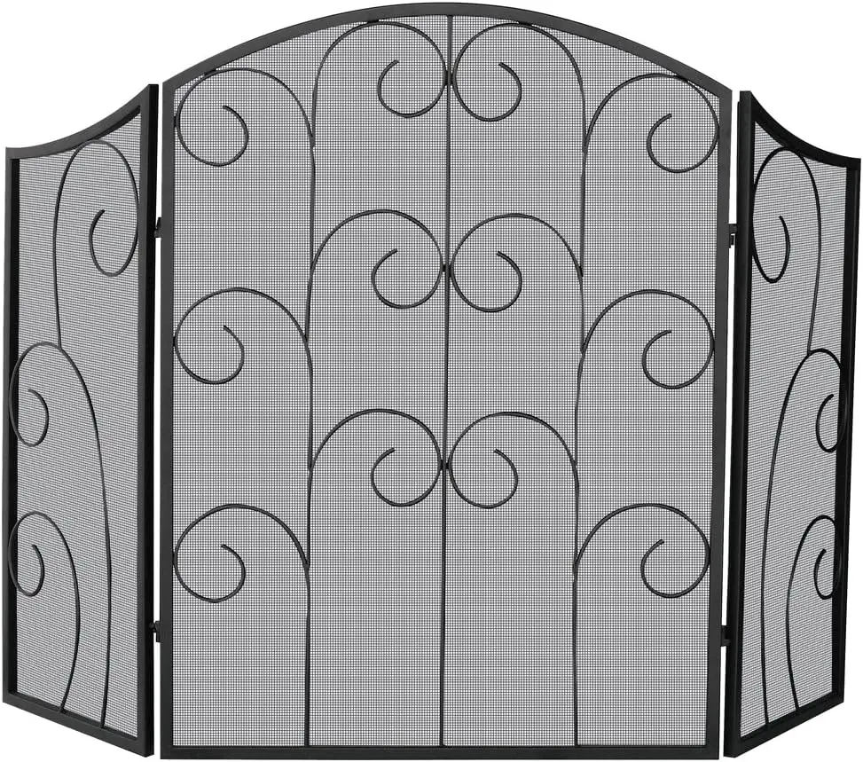, S-1015, 3-панельный черный кованый каминный экран с декоративной прокруткой
, S-1015, 3-панельный черный кованый каминный экран с декоративной прокруткой