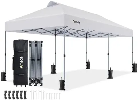 Amada 20×10 Pop Up Canopy Tent, 1-Button Push Easy-up Outdoor Canopy Beach Tent with 3-Height Adjustable Waterproof
Amada 20×10 Pop Up Canopy Tent, 1-Button Push Easy-up Outdoor Canopy Beach Tent with 3-Height Adjustable Waterproof