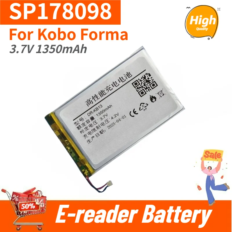 High Quality 3.7V 1350mAh Battery for Kobo Forma E-reader SP178098 Brand New Replacement Battery
High Quality 3.7V 1350mAh Battery for Kobo Forma E-reader SP178098 Brand New Replacement Battery