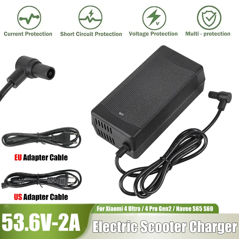 Electric Scooter Charger Output 53.6V 2A for Xiaomi 4 Ultra, mi4 Pro 2nd Gen & Navee S65 S60 S40 N65i E-Bike Scooter Replacement
Electric Scooter Charger Output 53.6V 2A for Xiaomi 4 Ultra, mi4 Pro 2nd Gen & Navee S65 S60 S40 N65i E-Bike Scooter Replacement