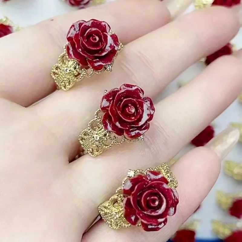 Red Cinnabar Rose Flower Adjustable Ring Designer Gifts Jewelry Luxury Energy Real Vintage Bangle Natural Amulet Customized
Red Cinnabar Rose Flower Adjustable Ring Designer Gifts Jewelry Luxury Energy Real Vintage Bangle Natural Amulet Customized