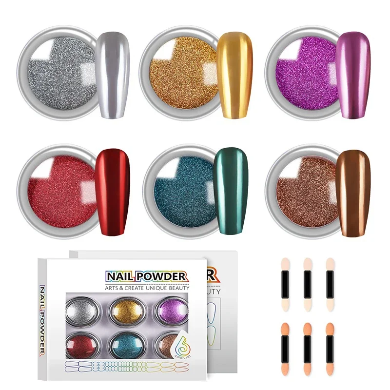 HNDO Nail Iridescent Chrome Powder 6 Colors Set 0.5g Metallic Mirror Effect for Nail Art Decoration Silver Gold Rubbing Glitter
HNDO Nail Iridescent Chrome Powder 6 Colors Set 0.5g Metallic Mirror Effect for Nail Art Decoration Silver Gold Rubbing Glitter