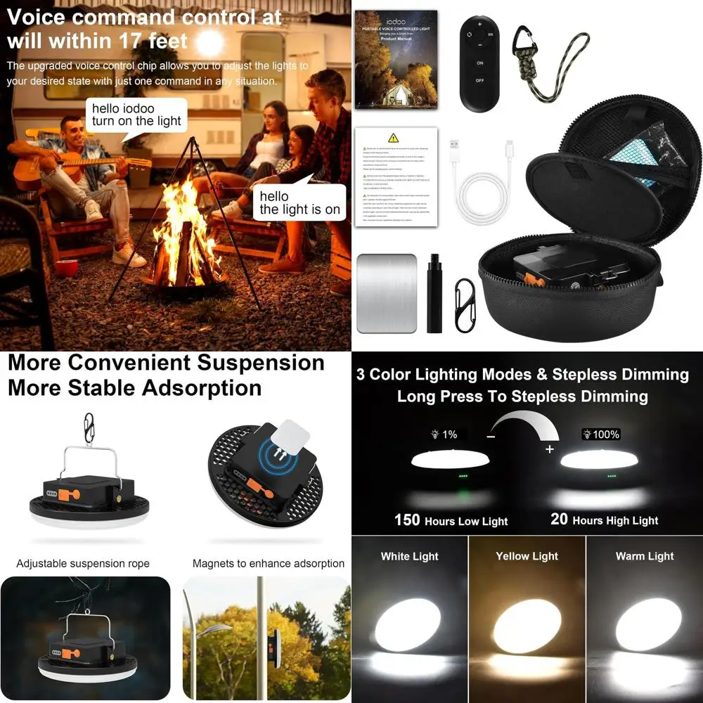 Перезаряжаемый светодиодный фонарь для кемпинга 60 Вт, 16500 мАч, с голосовым управлением, 4000 лм, многоцветный, водонепроницаемый для палаток, идеальный рождественский подарок
Перезаряжаемый светодиодный фонарь для кемпинга 60 Вт, 16500 мАч, с голосовым управлением, 4000 лм, многоцветный, водонепроницаемый для палаток, идеальный рождественский подарок