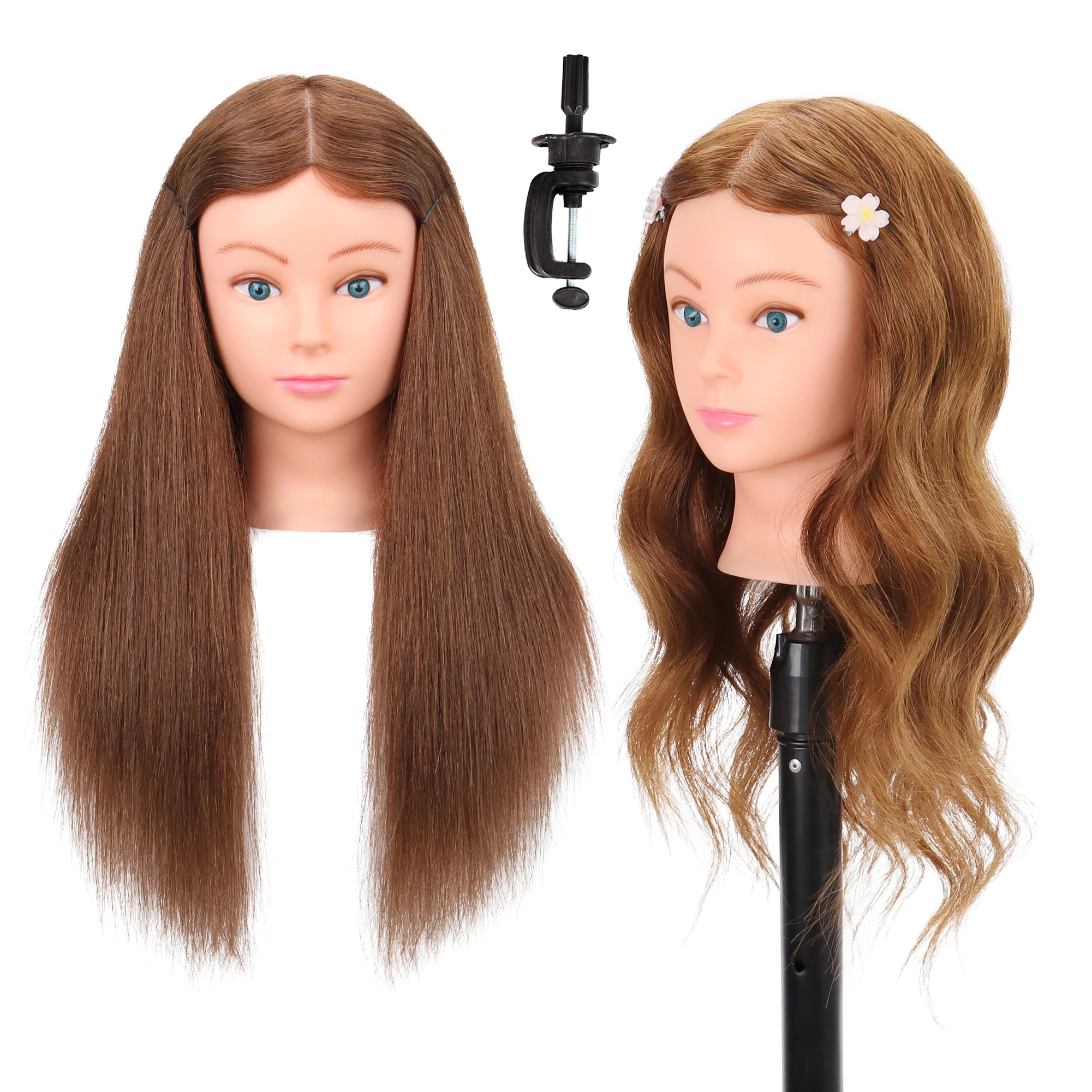 Mannequin Head with 100% Human Hair 22"-24" Cosmetology Manikin Head Doll Head for Hairdresser with Free Clamp Holder with Tools
Mannequin Head with 100% Human Hair 22"-24" Cosmetology Manikin Head Doll Head for Hairdresser with Free Clamp Holder with Tools