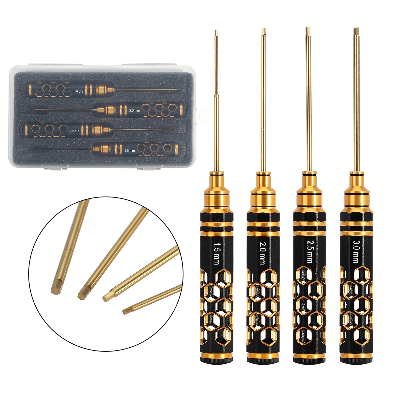 4PCS HSS Hexagon Screwdriver 1.5/2.0/2.5/3mm Repair Kit for RC Model Car Boat Helicopter Tool Parts
4PCS HSS Hexagon Screwdriver 1.5/2.0/2.5/3mm Repair Kit for RC Model Car Boat Helicopter Tool Parts
