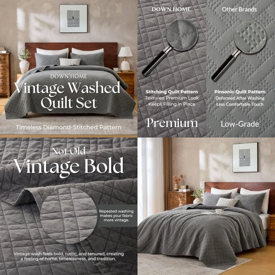 Quilt Set with Shams Lightweight Quilted Bedspread Coverlet Thin Comforter Bed Cover Vintage Washed Quilted Blanket for All Sea
Quilt Set with Shams Lightweight Quilted Bedspread Coverlet Thin Comforter Bed Cover Vintage Washed Quilted Blanket for All Sea