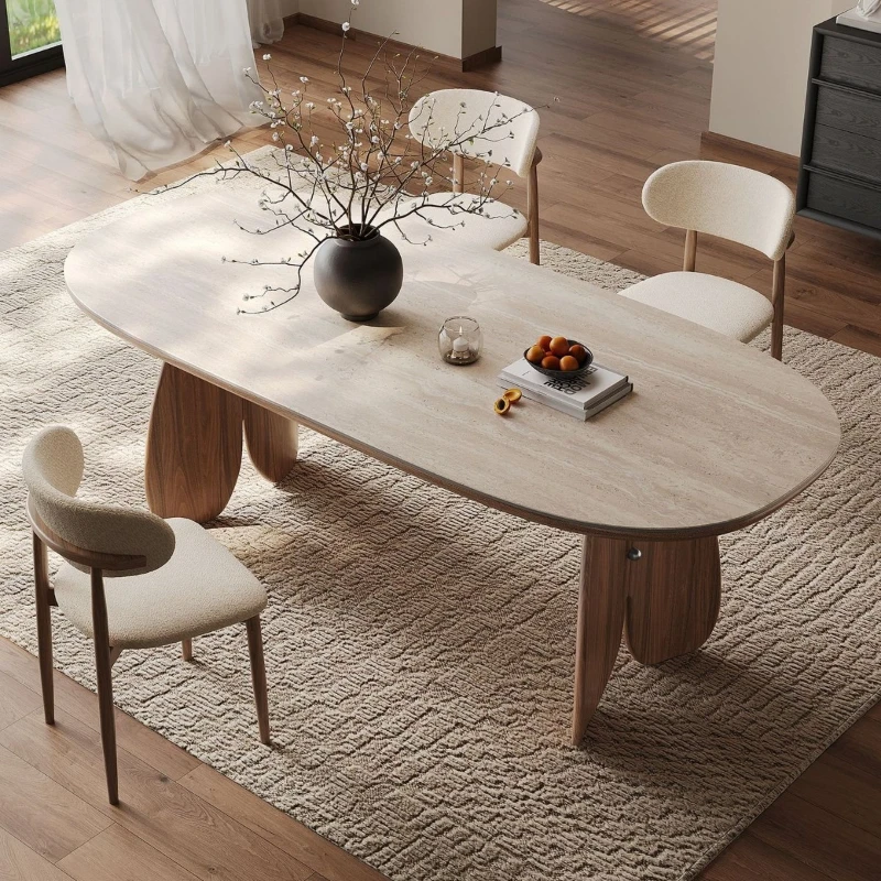 Solid wood dining table Modern simple rectangular ash wood travertine dining table and chairs
Solid wood dining table Modern simple rectangular ash wood travertine dining table and chairs