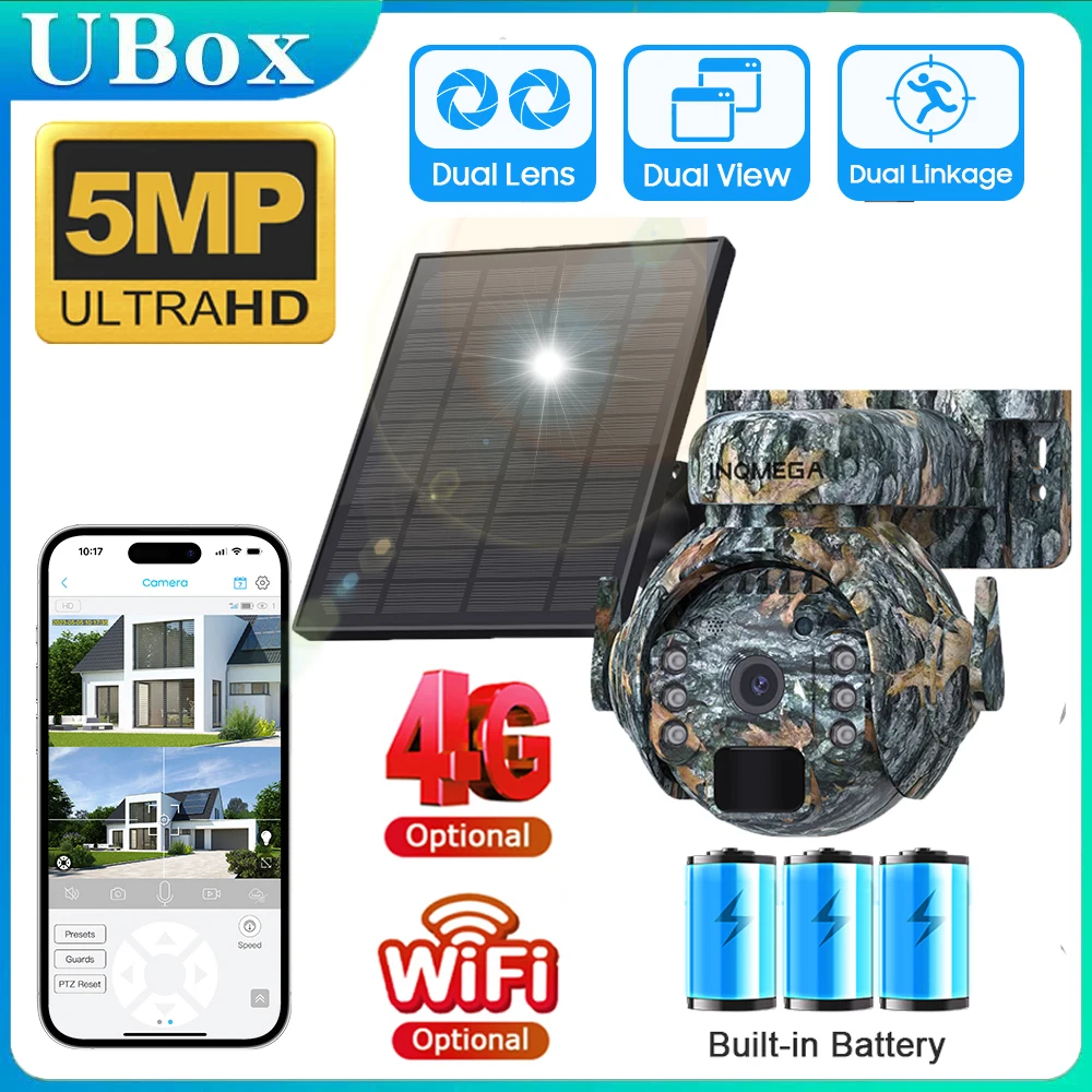 INQMEGA 5MP 4G Солнечные камеры 4G Sim/WIFI Беспроводная уличная 360° ° Камуфляжная цветная PTZ-камера с солнечной батареей для мониторинга животных
INQMEGA 5MP 4G Солнечные камеры 4G Sim/WIFI Беспроводная уличная 360° ° Камуфляжная цветная PTZ-камера с солнечной батареей для мониторинга животных