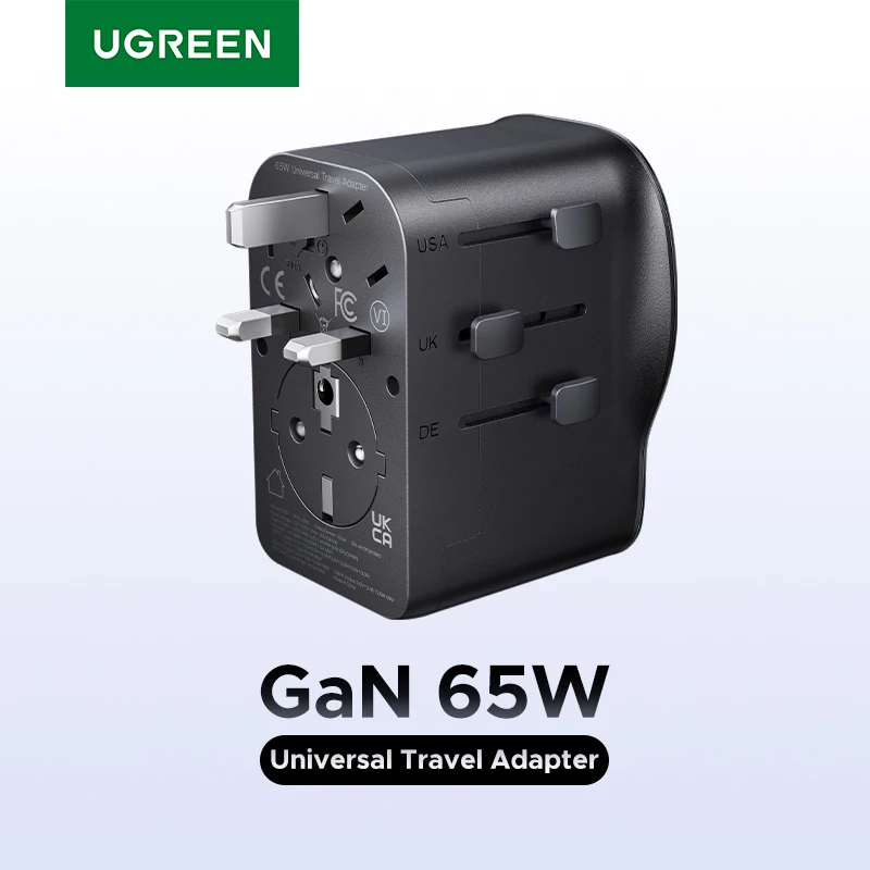 UGREEN 65W Universal Travel Adapter 2 USB-C 1 USB-A AC Socket GaN Charger Certified CE FCC UKCA TÜV For EU US UK Grounded Plug
UGREEN 65W Universal Travel Adapter 2 USB-C 1 USB-A AC Socket GaN Charger Certified CE FCC UKCA TÜV For EU US UK Grounded Plug