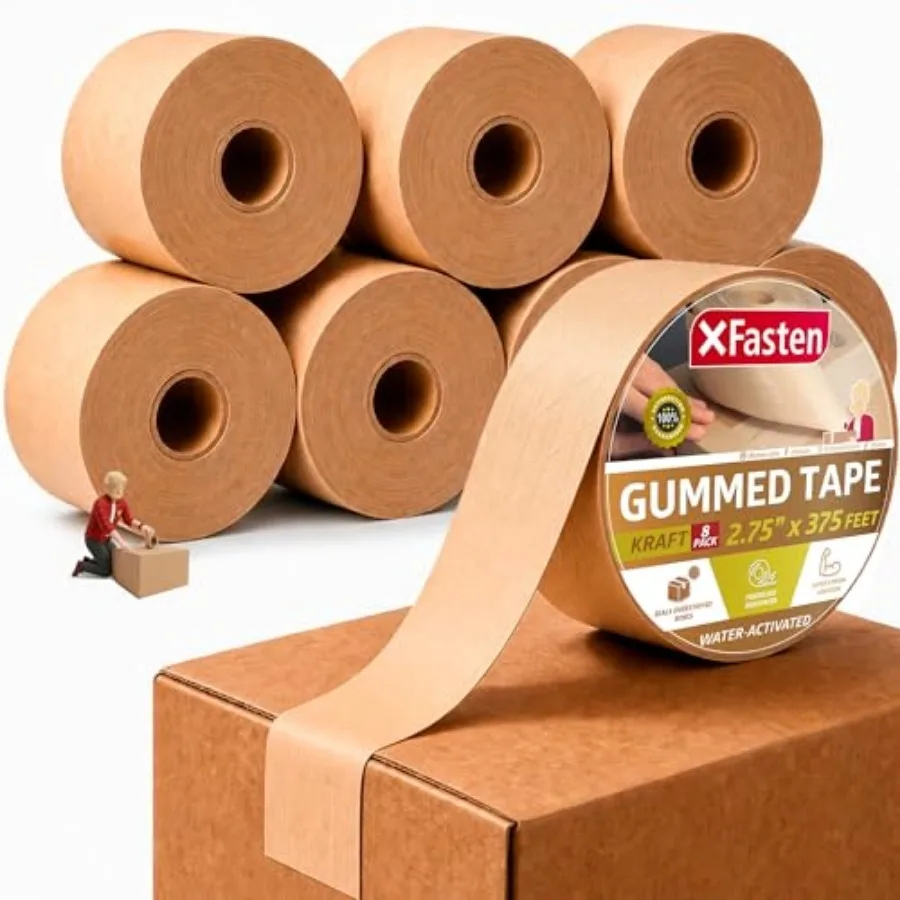Water Activated Tape Brown with Reinforced Fiberglass Backing 2.75-Inch x 375-Feet 8-Pack, 3000Feet Total Water Activated Gumme
Water Activated Tape Brown with Reinforced Fiberglass Backing 2.75-Inch x 375-Feet 8-Pack, 3000Feet Total Water Activated Gumme