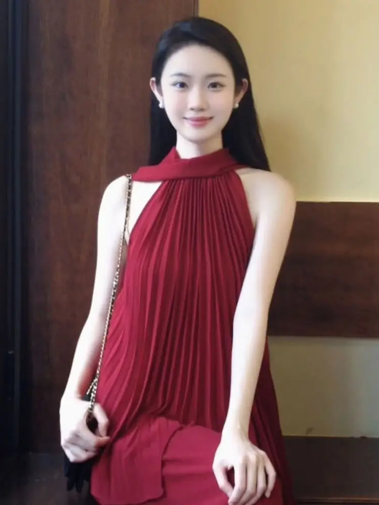 Red Neck Hanging Top Skirt Set Gentle Style Summer Fashion Women's Cotton Two-Piece Suit Vest Style Long Pants Cotton Material
Red Neck Hanging Top Skirt Set Gentle Style Summer Fashion Women's Cotton Two-Piece Suit Vest Style Long Pants Cotton Material