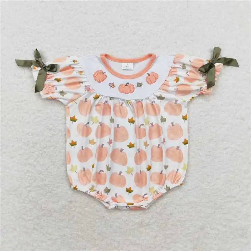 Hot sale short sleeve girls orange Pumpkin Bows Bubble romper boutique clothing RTS Summer Jumpsuit baby clothes boys Romper
Hot sale short sleeve girls orange Pumpkin Bows Bubble romper boutique clothing RTS Summer Jumpsuit baby clothes boys Romper