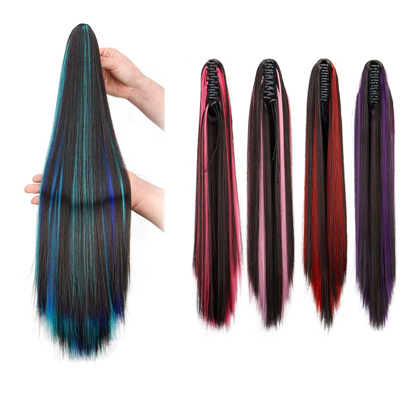 24-дюймовый синтетический длинный прямой волнистый цветной хвост с большим когтем, закрытый на хвосте, пушистый красочный, легко носить для женщин
24-дюймовый синтетический длинный прямой волнистый цветной хвост с большим когтем, закрытый на хвосте, пушистый красочный, легко носить для женщин