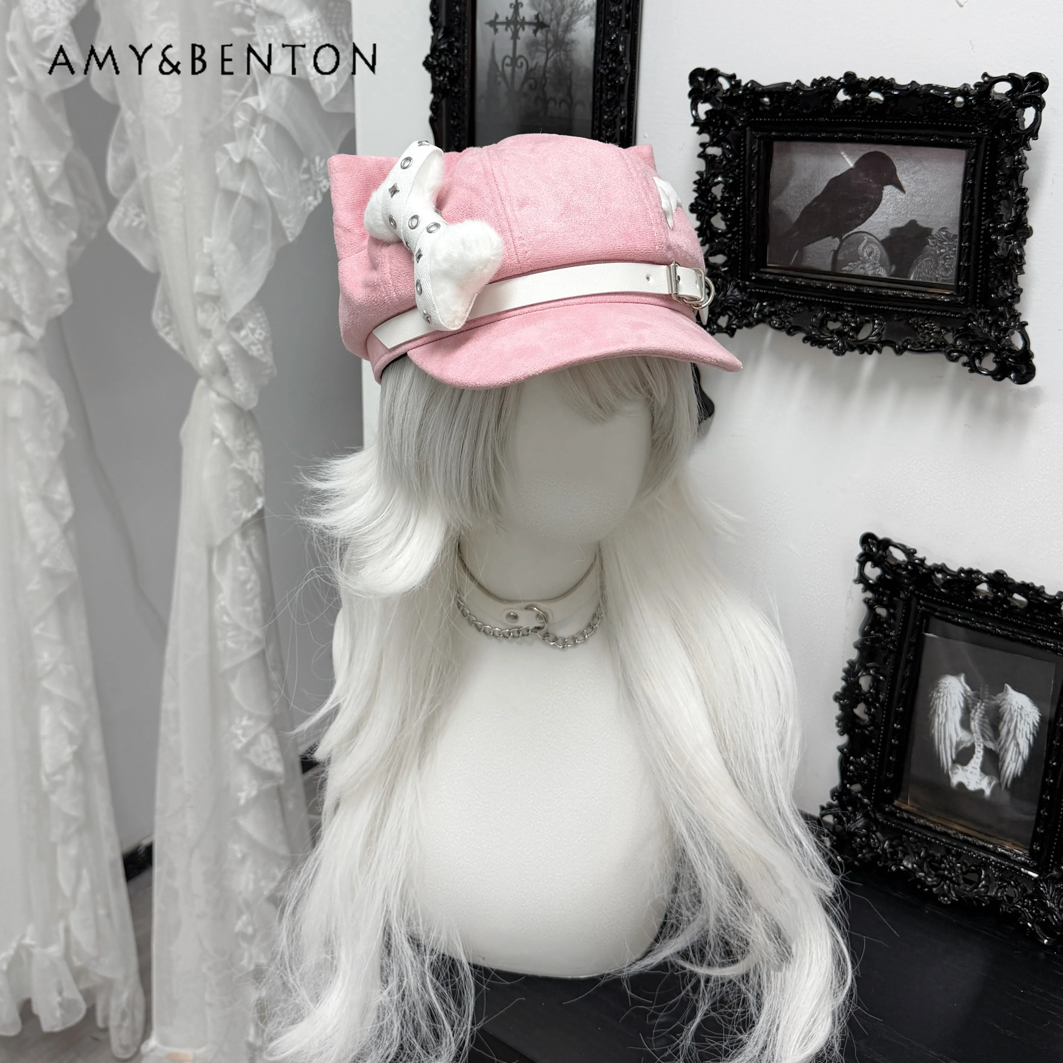 Original Cat Ear Beret Female Japanese Street Punk Style Cute Octagonal Hat Subculture Pu Buckle Three-dimensional Cartoon Hat
Original Cat Ear Beret Female Japanese Street Punk Style Cute Octagonal Hat Subculture Pu Buckle Three-dimensional Cartoon Hat