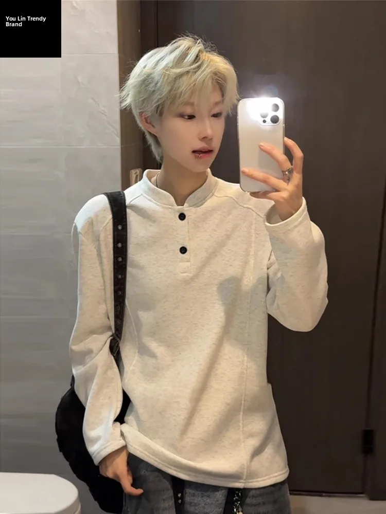 Men's Hoodie Sweatshirt Henry Collar Long Sleeve Fleece Lined Thick Cotton T-Shirt Heavyweight Inner Shirt Casual Wear
Men's Hoodie Sweatshirt Henry Collar Long Sleeve Fleece Lined Thick Cotton T-Shirt Heavyweight Inner Shirt Casual Wear