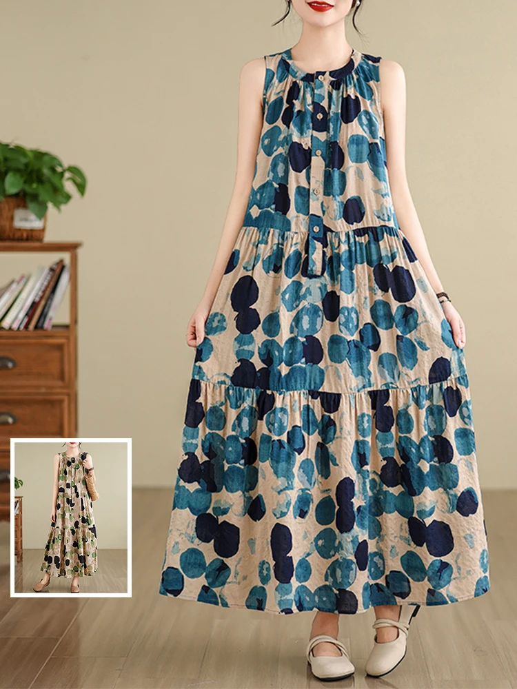 Color Block Polka Dot Print Cotton Lin Long Sleeveless Vest Dress Slim A-Line Summer Casual High Waist round Neck Dress
Color Block Polka Dot Print Cotton Lin Long Sleeveless Vest Dress Slim A-Line Summer Casual High Waist round Neck Dress