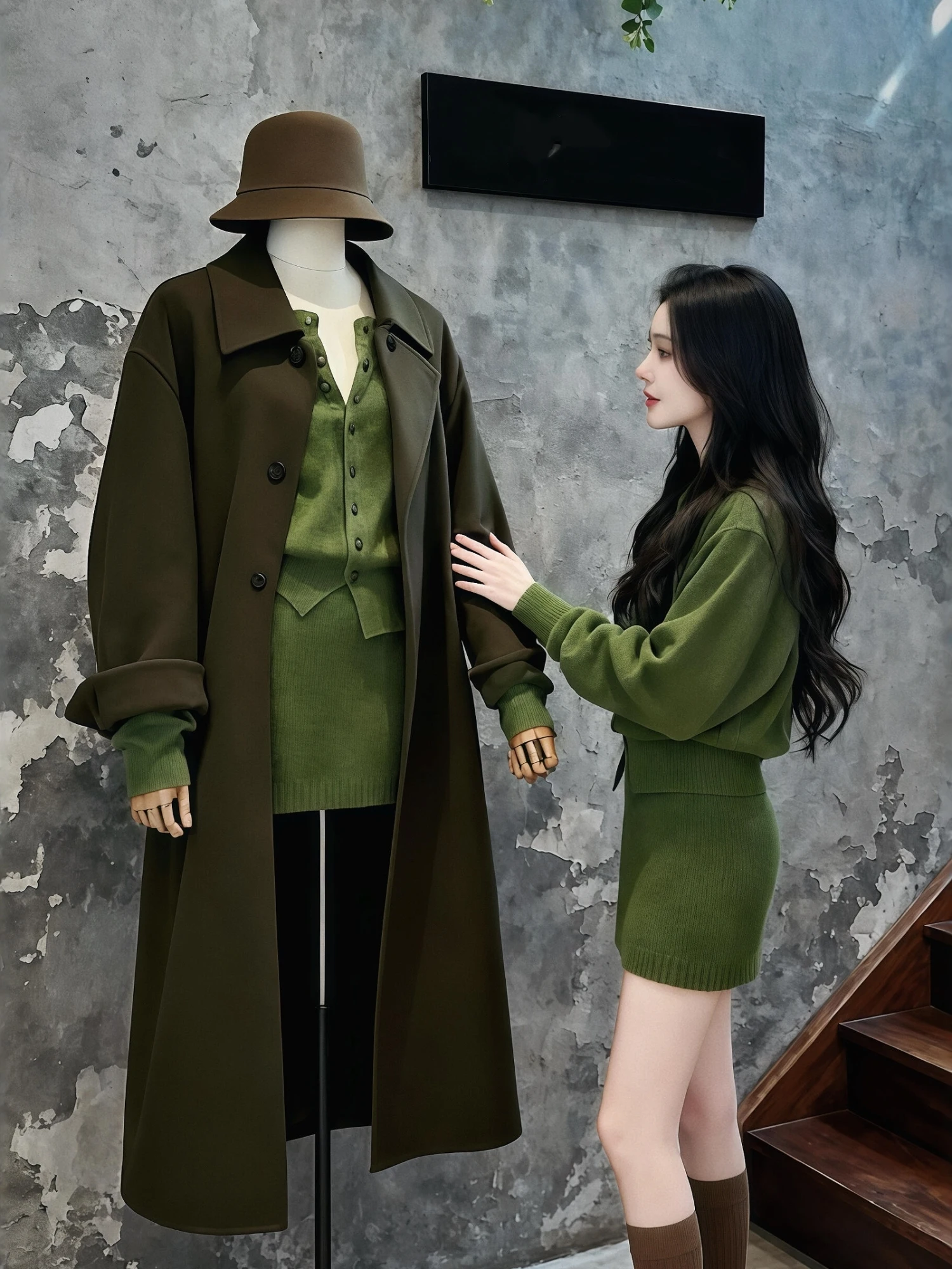 Ladies Green Knitted Sweater And High Waist Skirt Set Casual Style Autumn Winter Fashion plus Size Two Piece Suit for Women
Ladies Green Knitted Sweater And High Waist Skirt Set Casual Style Autumn Winter Fashion plus Size Two Piece Suit for Women