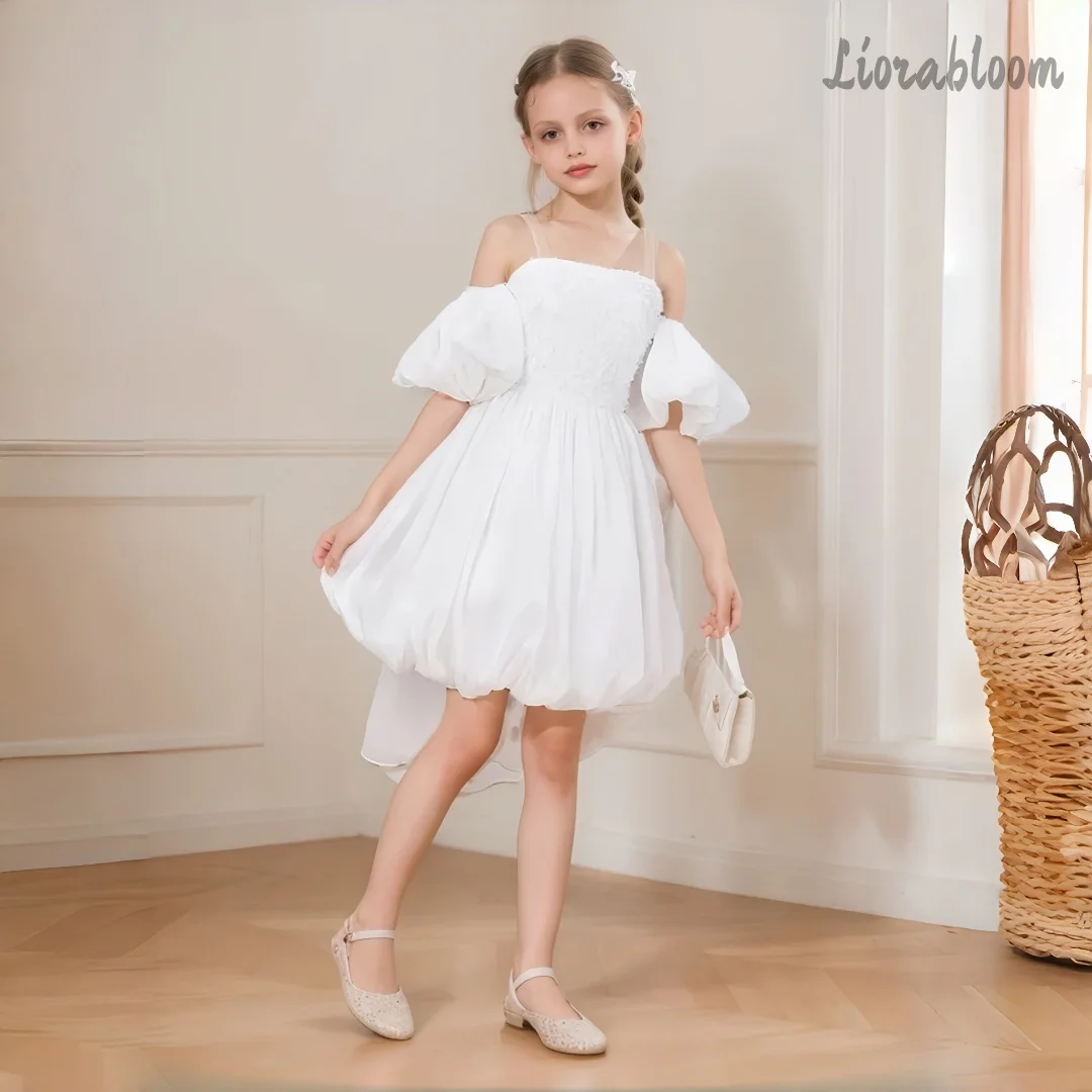 Girls' Exquisite Off-the-Shoulder Formal Dress Custom Puff-Sleeve Gown Simple Flower Girl Attire Formal Wedding Dress
Girls' Exquisite Off-the-Shoulder Formal Dress Custom Puff-Sleeve Gown Simple Flower Girl Attire Formal Wedding Dress