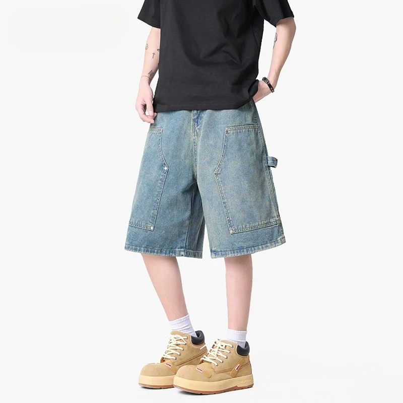 Workwear Men's Denim Shorts Multi Pocket Wide Leg Baggy Fit Casual Summer Streetwear Casual Cargo Jeans
Workwear Men's Denim Shorts Multi Pocket Wide Leg Baggy Fit Casual Summer Streetwear Casual Cargo Jeans