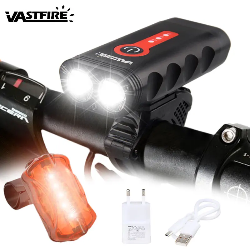Bright Bike Light 2x LED 1800 Lumens Bicycle Headlight 4400mAh USB Rechargeable Cycling Front Lights and Back Rear light
Bright Bike Light 2x LED 1800 Lumens Bicycle Headlight 4400mAh USB Rechargeable Cycling Front Lights and Back Rear light
