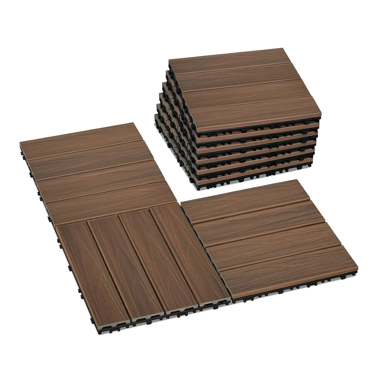9 Pack Deck Tiles, 12''X 12'' Interlocking Deck Tiles All Weather Patio Flooring Outdoor Waterproof
9 Pack Deck Tiles, 12''X 12'' Interlocking Deck Tiles All Weather Patio Flooring Outdoor Waterproof