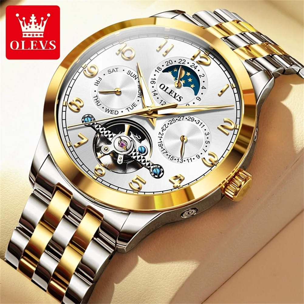 OLEVS Brand 2024 Luxury Tourbillon Watch for Men Stainless Steel Waterproof Calendar Fashion Moon Phases Mechanical Watches Mens
OLEVS Brand 2024 Luxury Tourbillon Watch for Men Stainless Steel Waterproof Calendar Fashion Moon Phases Mechanical Watches Mens