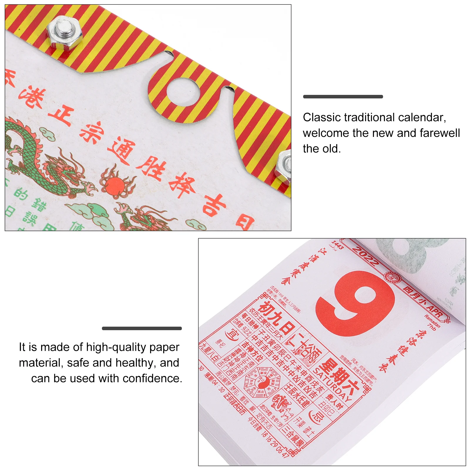 1Pcs 2022 Traditional Chinese Daily Calendar Year of The Tiger Dated Wall Planner for Wedding Birthday Funeral Auspicious Days
1Pcs 2022 Traditional Chinese Daily Calendar Year of The Tiger Dated Wall Planner for Wedding Birthday Funeral Auspicious Days
