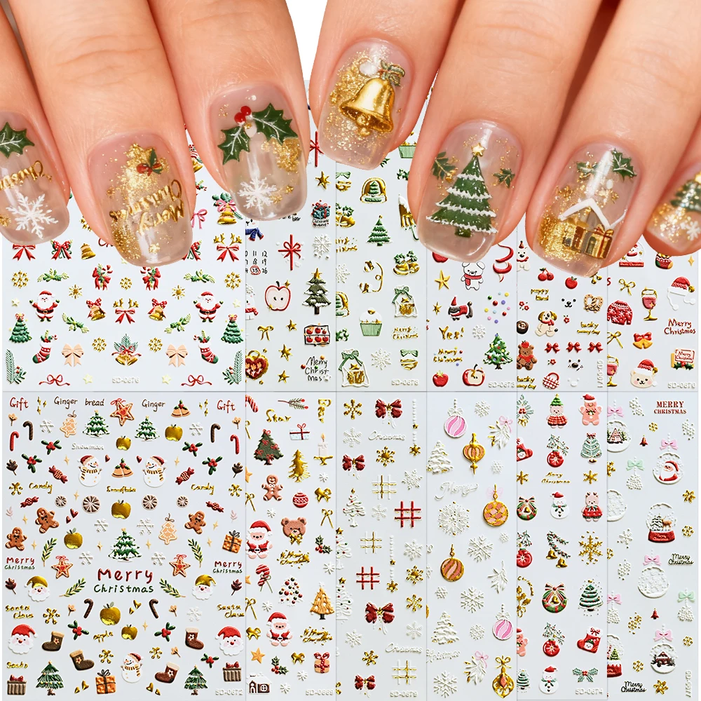 1Pc Cartoon Snowman Santa Claus 5D Nail Stickers Winter Christmas Tree Snowflake Nail Art Decals Bear Gingerbread Man Sliders
1Pc Cartoon Snowman Santa Claus 5D Nail Stickers Winter Christmas Tree Snowflake Nail Art Decals Bear Gingerbread Man Sliders