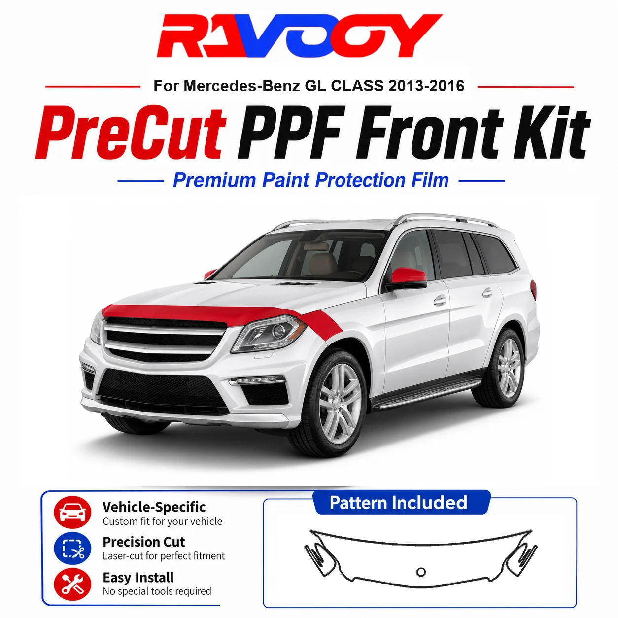 8.5mil TPU Precut PPF Kit For Mercedes-Benz GL CLASS 2013-2016 - Hood, Fenders & Mirror Set - Self-Healing Clear Bra Film
8.5mil TPU Precut PPF Kit For Mercedes-Benz GL CLASS 2013-2016 - Hood, Fenders & Mirror Set - Self-Healing Clear Bra Film