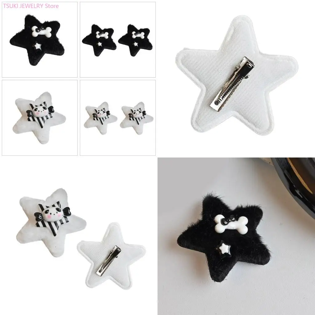 62KE Harajuku Plush Star Hairpin with Resin Puppy&Bone Decor for Women Kids Charm Hair Clip Aesthetics Hair Accessories
62KE Harajuku Plush Star Hairpin with Resin Puppy&Bone Decor for Women Kids Charm Hair Clip Aesthetics Hair Accessories
