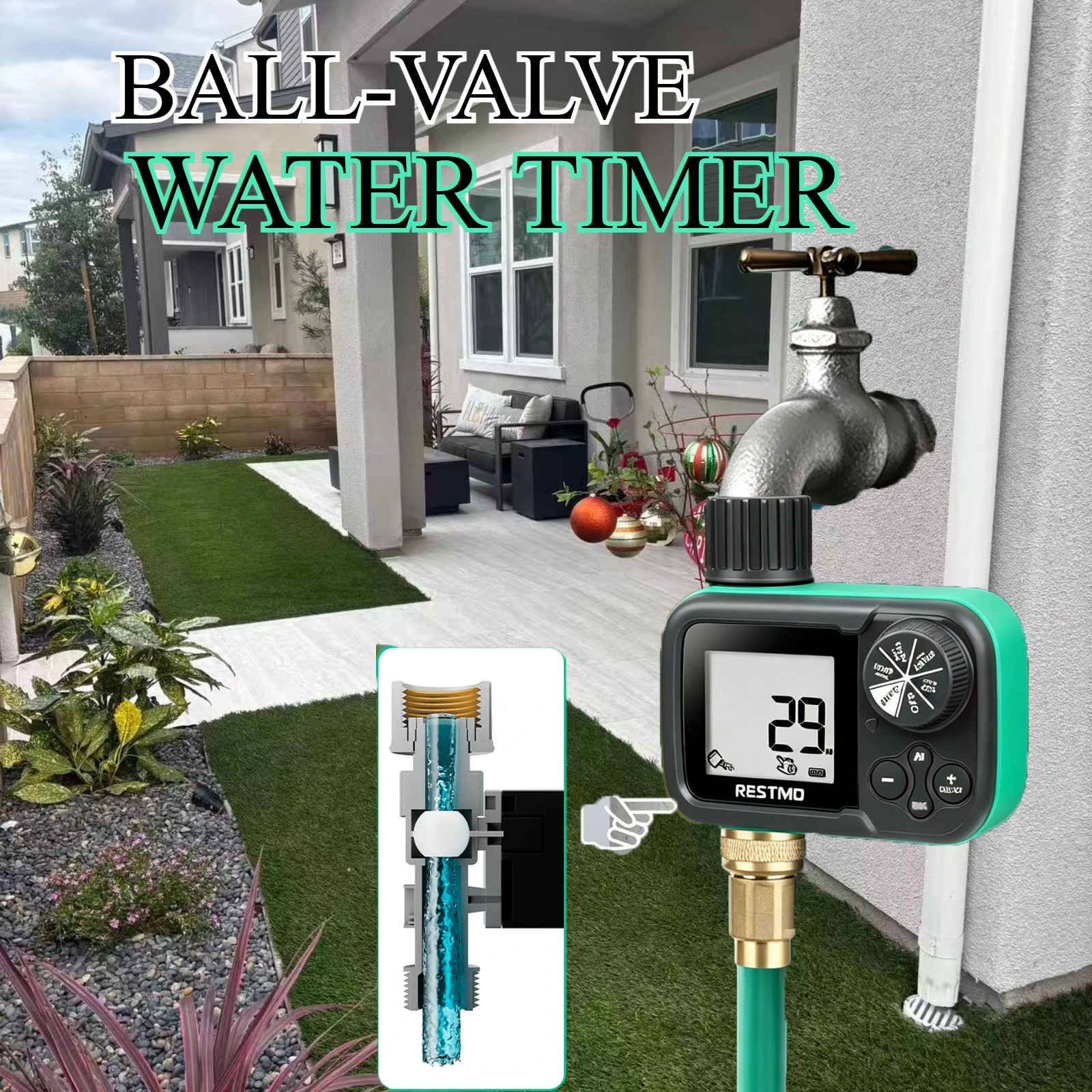 Ball Valve Sprinkler Timer LCD Garden Irrigation Timer Auto / Manual / Rain Delay for Garden Lawn Greenhouse Pet Water & More
Ball Valve Sprinkler Timer LCD Garden Irrigation Timer Auto / Manual / Rain Delay for Garden Lawn Greenhouse Pet Water & More