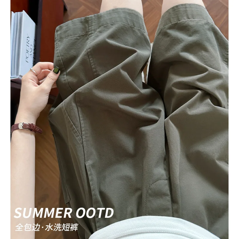 Full Hem Washed Cargo Shorts for Women Summer New Small Size High Waist Wide Leg Casual Pure Cotton Five-Point Pants
Full Hem Washed Cargo Shorts for Women Summer New Small Size High Waist Wide Leg Casual Pure Cotton Five-Point Pants