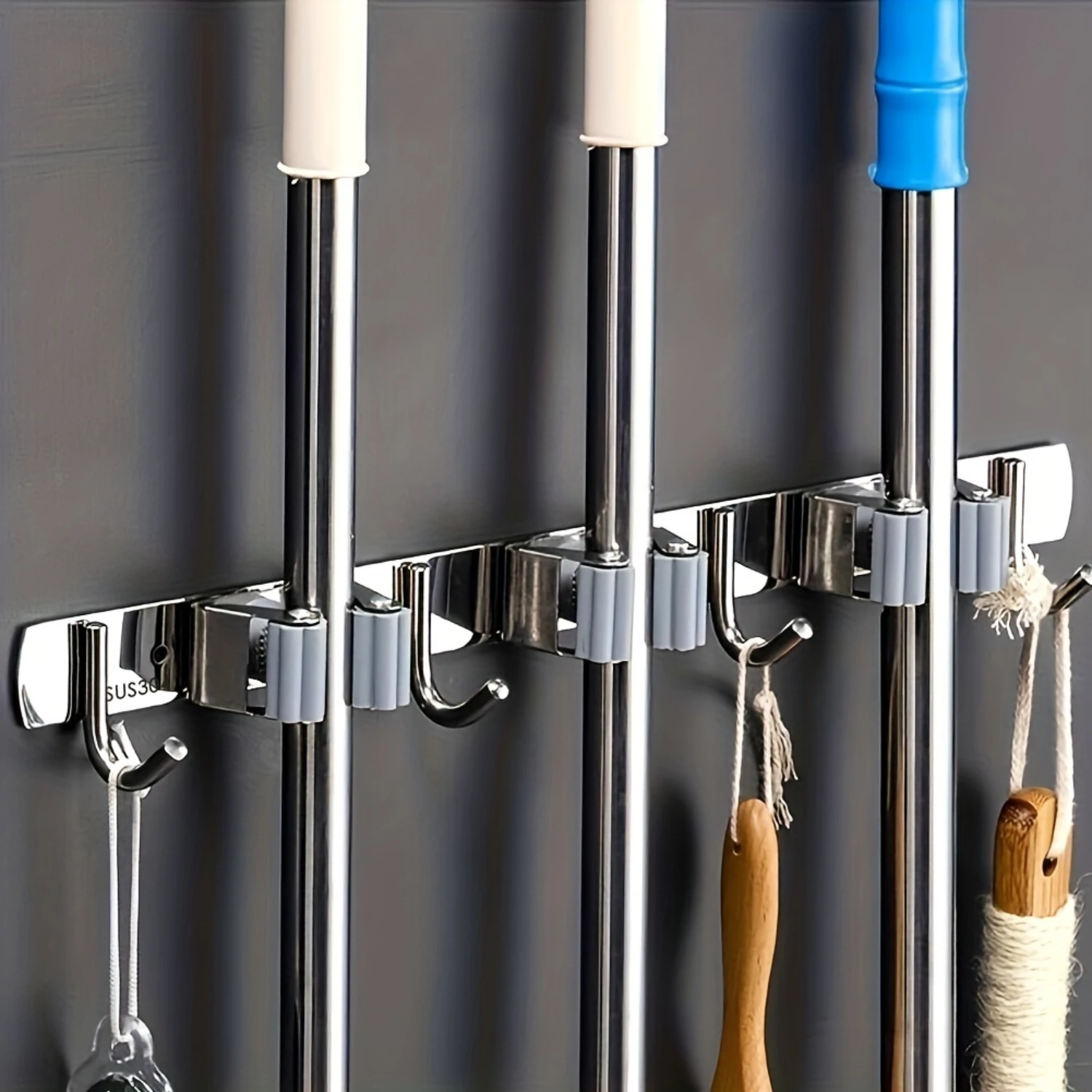 1pc, Mop And Broom Holder Wall Mount, Broom Organizer Tool Racks Stainless Steel Heavy Duty Self Adhesive Solid Non-slip For
1pc, Mop And Broom Holder Wall Mount, Broom Organizer Tool Racks Stainless Steel Heavy Duty Self Adhesive Solid Non-slip For