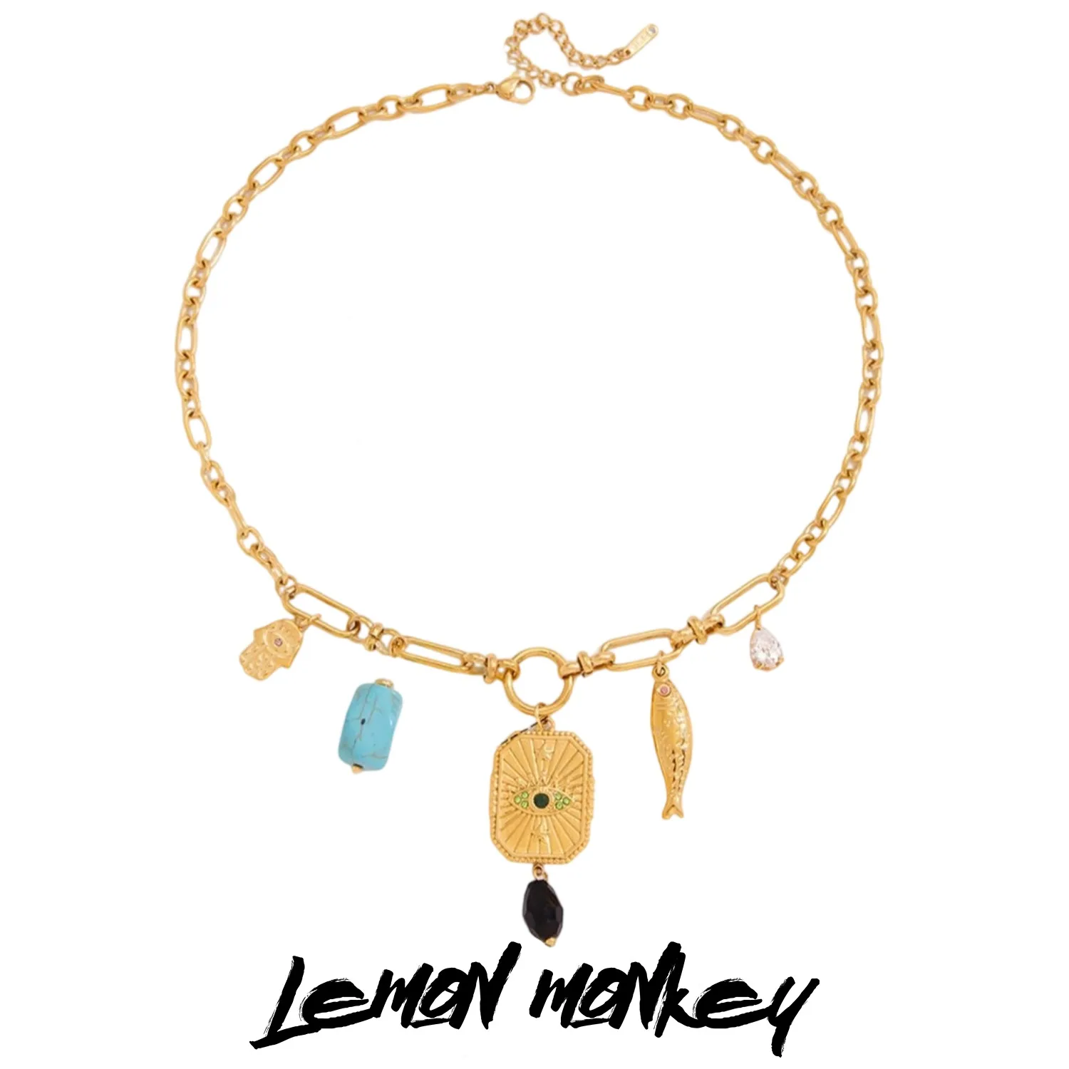 Devil's Eye Various Styles Natural Stone Small Fish Pendant Necklace Stainless Steel Clavicle Chain for Women
Devil's Eye Various Styles Natural Stone Small Fish Pendant Necklace Stainless Steel Clavicle Chain for Women