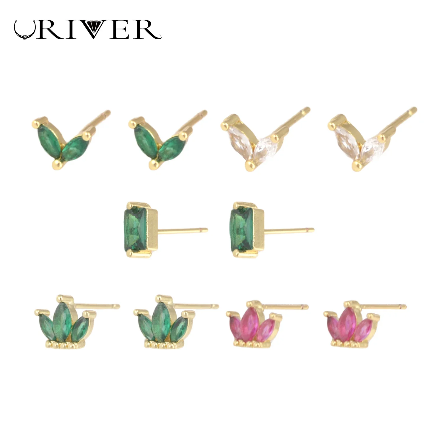 LJRIVER 5 Pairs Mini Stud Earrings Colored Zirconia Earrings Ladies Ear Ornaments Rectangular Crown Zircon Luxury Jewelry Parts
LJRIVER 5 Pairs Mini Stud Earrings Colored Zirconia Earrings Ladies Ear Ornaments Rectangular Crown Zircon Luxury Jewelry Parts