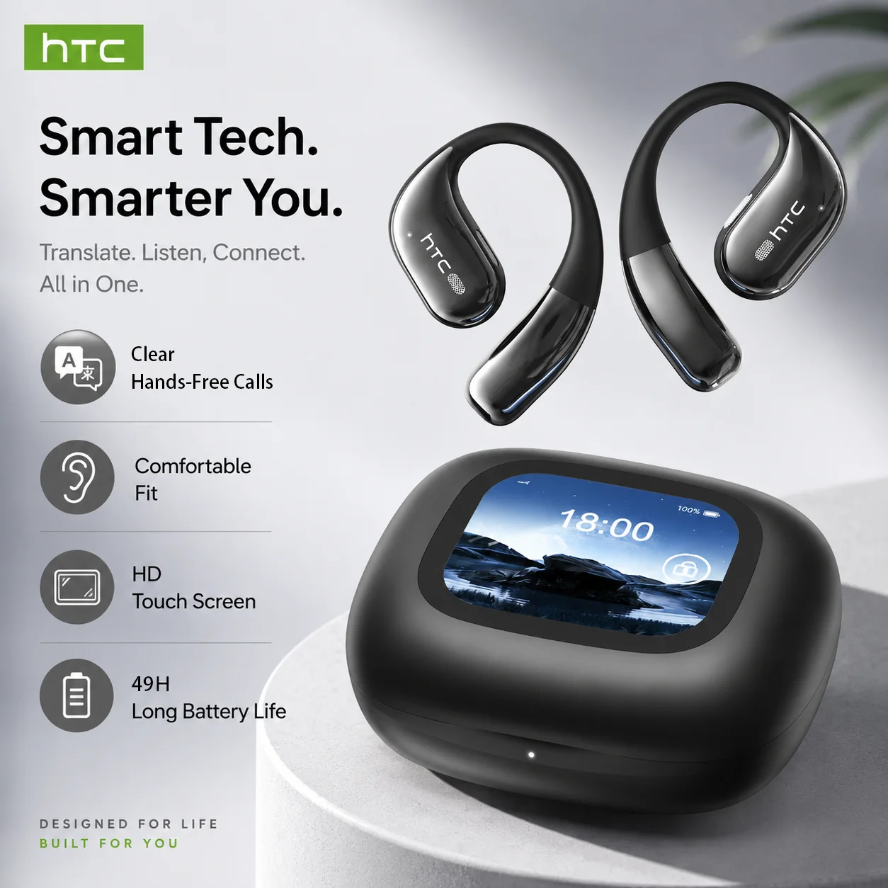 Open-ear Wireless Bluetooth Headphones HTC NE77 HD LCD display 39hour battery life Powerful audio Noise cancellation For Sports
Open-ear Wireless Bluetooth Headphones HTC NE77 HD LCD display 39hour battery life Powerful audio Noise cancellation For Sports