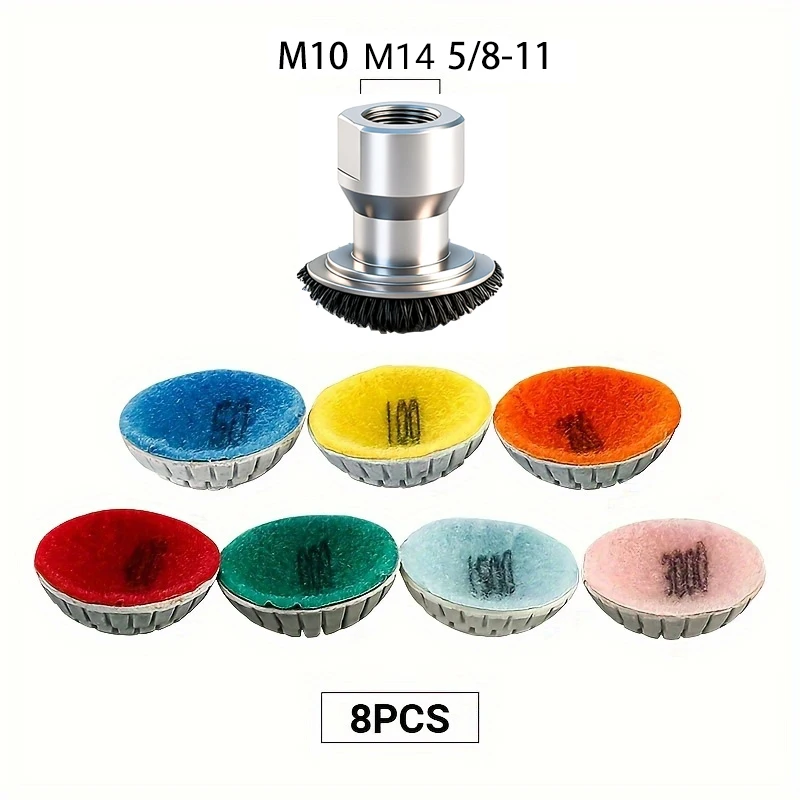 2" Diamond Wet Dry Polishing Disc Kit M14 M10 5/8-11 Adapters Marble Quartz Concrete Arc Bowl Curved Surface Countertop Grinding
2" Diamond Wet Dry Polishing Disc Kit M14 M10 5/8-11 Adapters Marble Quartz Concrete Arc Bowl Curved Surface Countertop Grinding