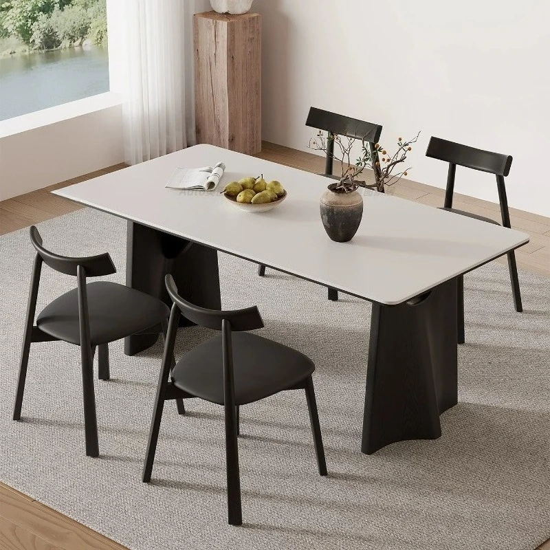 Italian minimalist rock slab dining table modern simple French style rectangular solid wood dining table and chairs furniture
Italian minimalist rock slab dining table modern simple French style rectangular solid wood dining table and chairs furniture