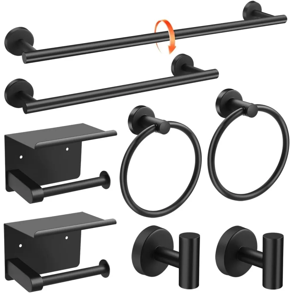 Matte Black Stainless Steel Bathroom Hardware Set, 24in and 16in Towel Bars Wall Mounted Accessories
Matte Black Stainless Steel Bathroom Hardware Set, 24in and 16in Towel Bars Wall Mounted Accessories